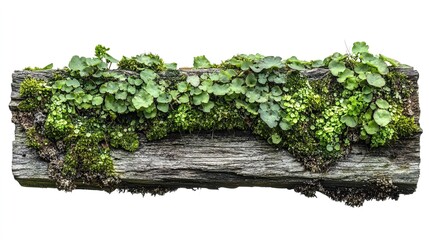 Lichen covering wood beam with green growth aging wood and close texture perfect for decay nature or detail shots