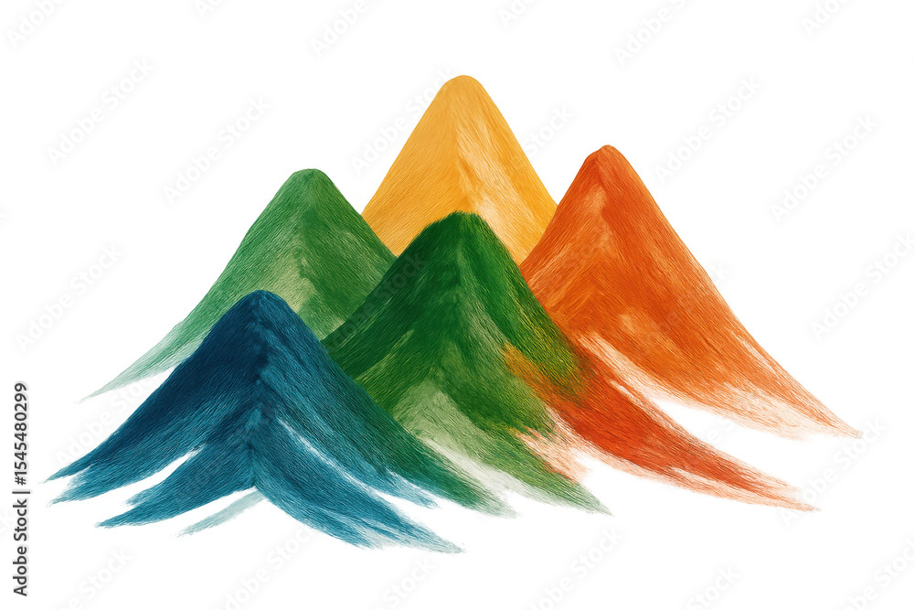 Poster vibrant, fuzzy mountain charts representing data visualization, showcasing creative design with colo