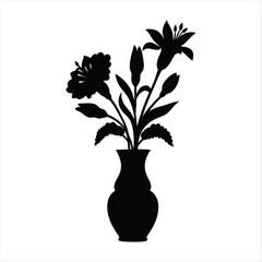 Flower Vase Silhouette - Floral Arrangement Vector