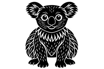 Silhouette Vector Art Illustration of Stylized Koala Drawing – Australian Wildlife Clip Art