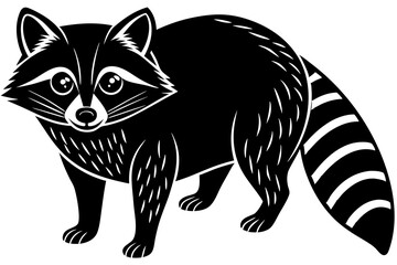 Silhouette Vector Art Illustration of Stylized Raccoon Drawing – Woodland Animal Clip Art