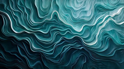 Obraz premium Abstract layered teal and dark teal waves