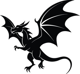 Majestic Black Dragon Illustration Mythical Creature Design