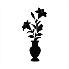 Flower Vase Silhouette - Floral Arrangement Vector