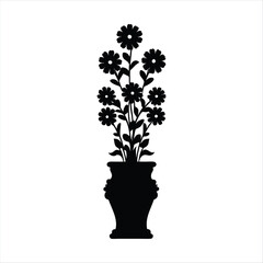 Flower Vase Silhouette - Floral Arrangement Vector