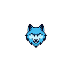 Light Blue Wolf Vector Emblem for Logos