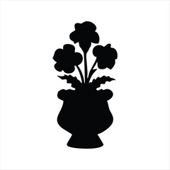 Flower Vase Silhouette - Floral Arrangement Vector