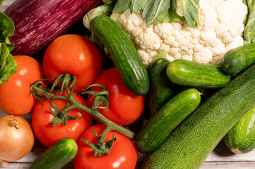 assortment of fresh vegetables, Variety of fresh vegetables to protect against cancer.