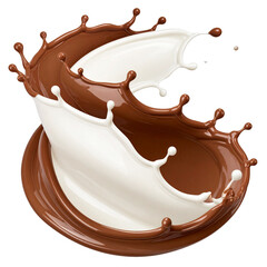 Splash of milk or chocolate without the main object isolated on white background