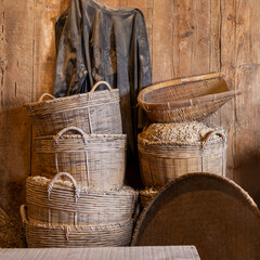 Large baskets used for shrimping at China Camp