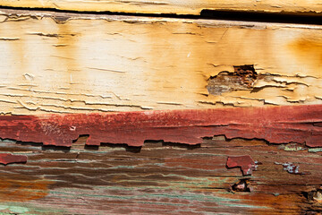 Peeling paint on an old boat