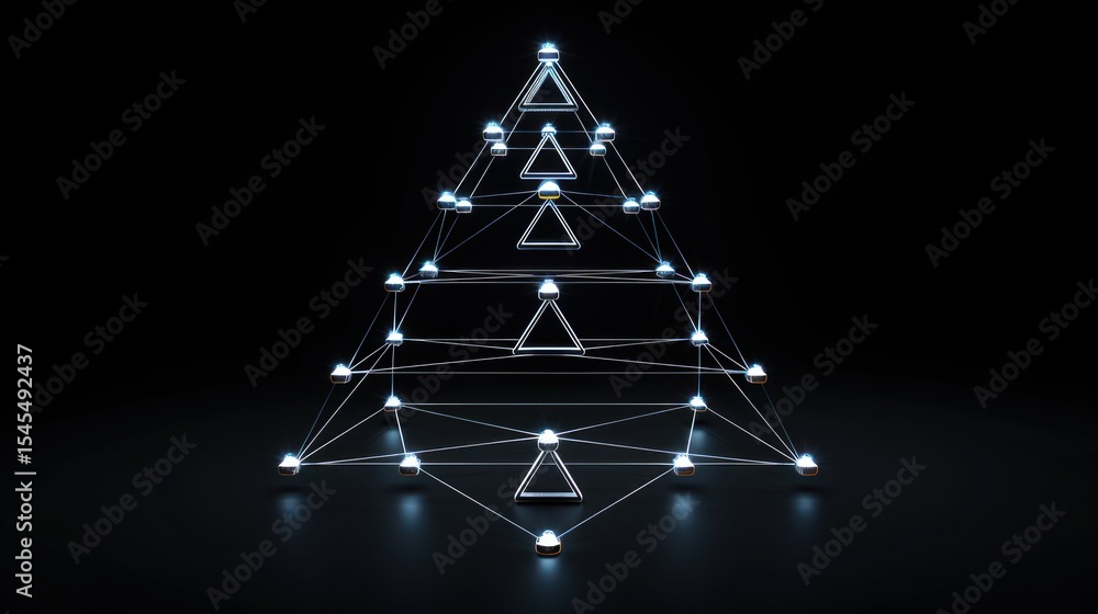 Poster illuminated network pyramid: a 3d digital representation of hierarchy and connection