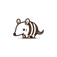 Cute cartoon illustration of a striped armadillo.