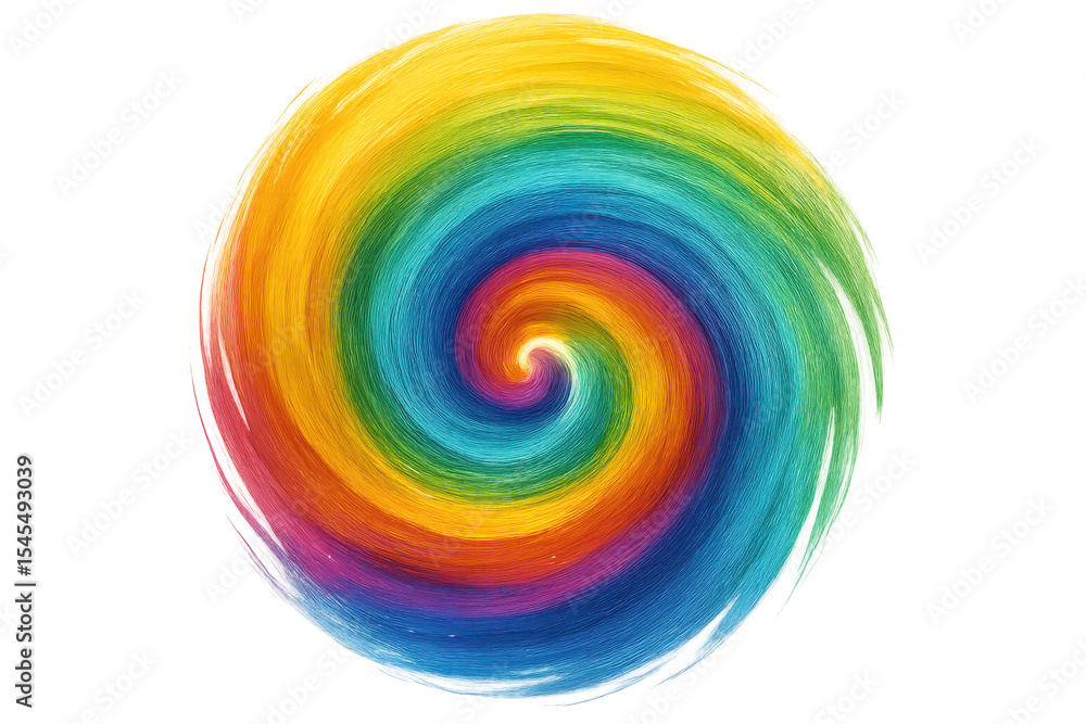 Poster swirling rainbow vortex creating dynamic visual energy through vibrant, intertwining color patterns