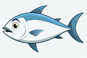 Fototapeta premium Vector cartoon illustration of a blue ocean shark swimming underwater, isolated on white