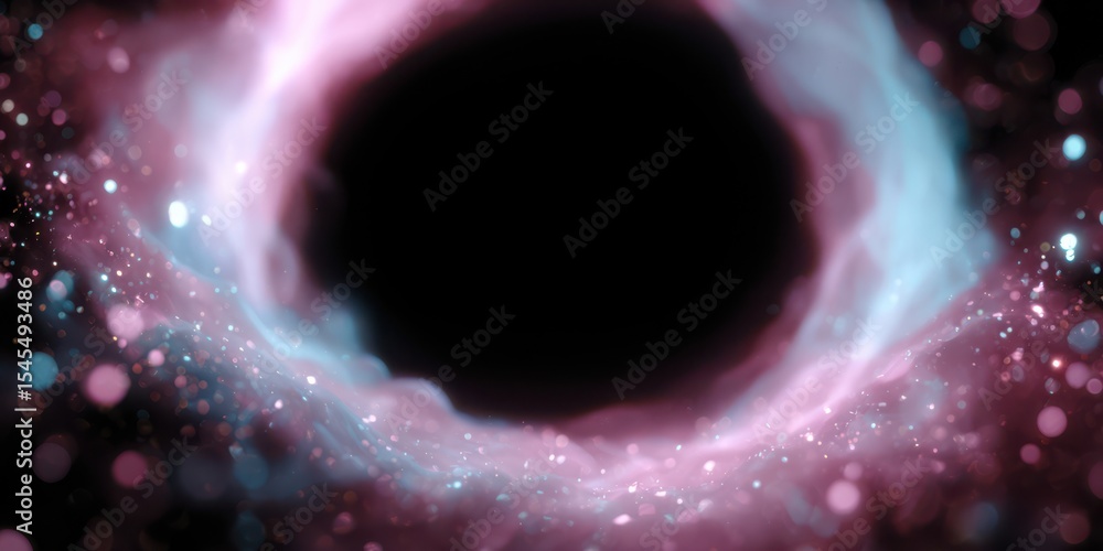 Poster cosmic frame with swirling particles and alien elements inviting ethereal creativity