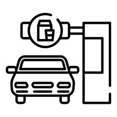 Drive through, drive thru black line icon