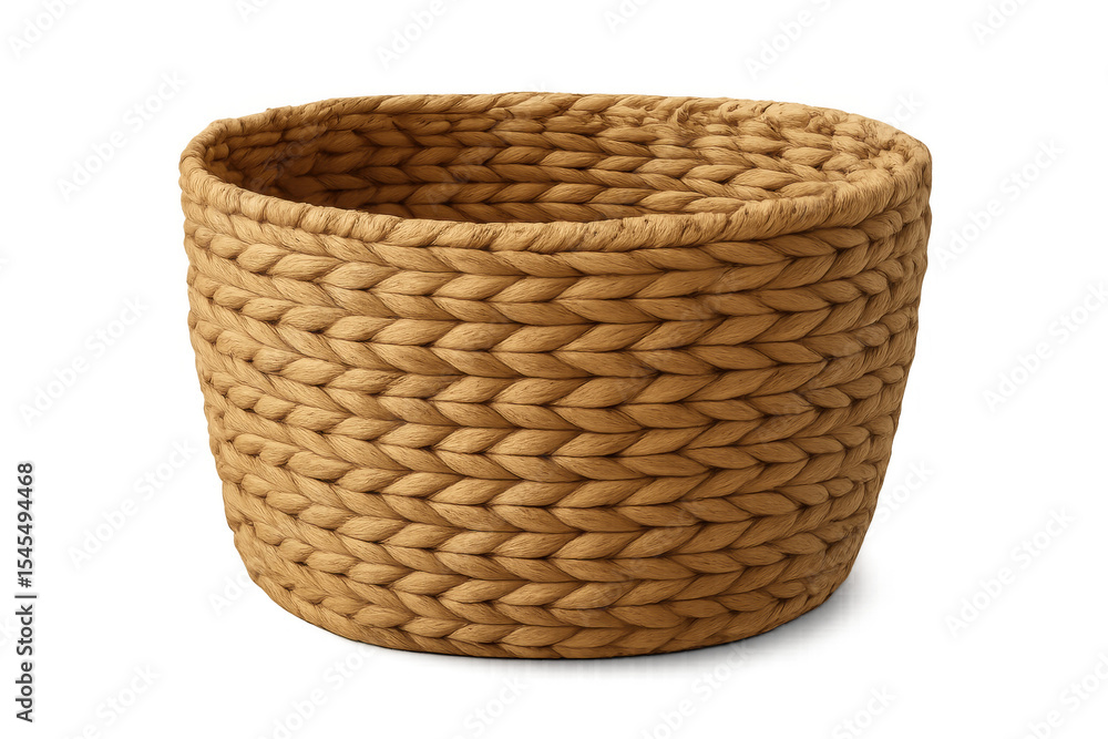 Poster woven wicker basket featuring a transparent background, serving as an ideal container for storage or