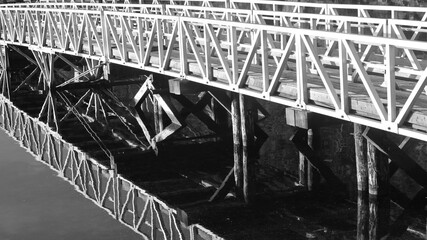 Structure of marina pathway in black and white