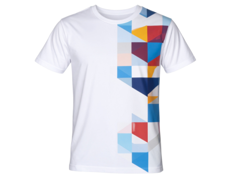 T-shirt with abstract geometric design isolated on transparent background