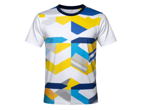 T-shirt with abstract geometric design isolated on transparent background 