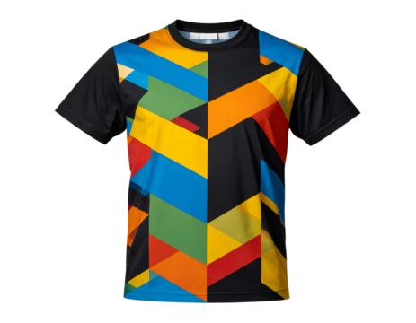 T-shirt with abstract geometric design isolated on transparent background