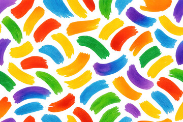 Colorful brushstrokes forming a seamless pattern on a transparent background, ideal for creative projects