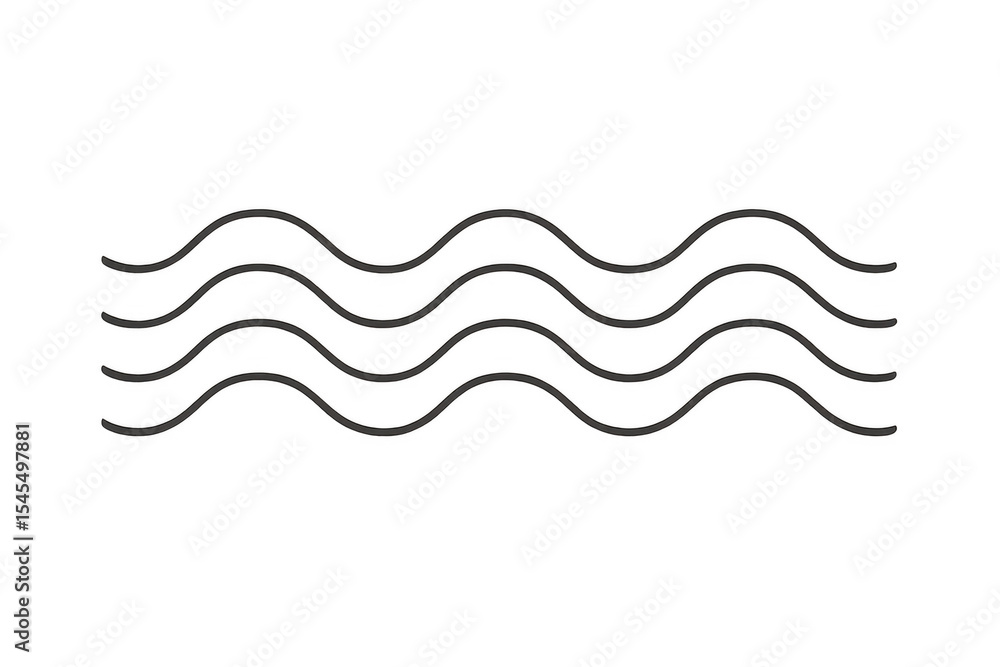 Poster wavy lines forming rhythmic pattern, transparent backdrop enabling seamless graphic design integrati