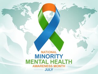 National Minority Mental Health Awareness Month ribbon illustration.
