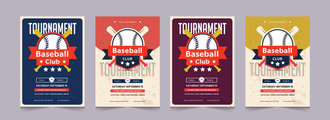 Baseball flyer design template. Baseball Tournament Poster Layouts. Sports Event Poster Layout