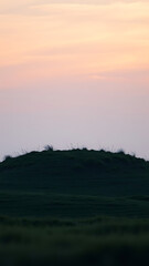 Fototapeta premium Rounded Grassy Knoll at Dusk Under Soft Light vertical