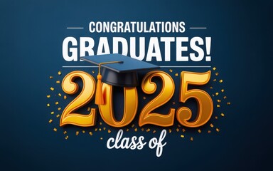 Bright graduation graphic for the Class of 2025 celebration.