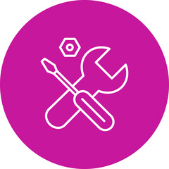 Work Tools Vector Line Pink Circle Icon Design