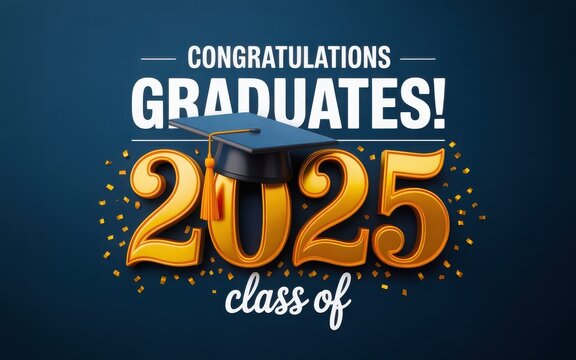 Bright graduation graphic for the Class of 2025 celebration.