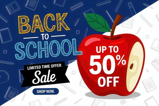 Back to School sale with up to 50% off. - Powered by Adobe