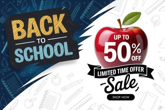 Back to school sale with 50% discount offer. - Powered by Adobe