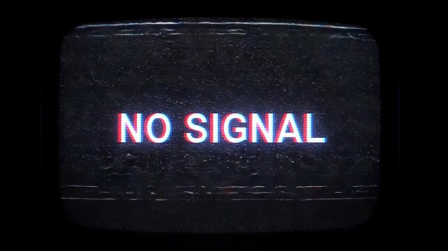 Retro television screen displaying no signal with static background  