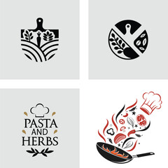 Elegant Food Logo Designs Pasta, Herbs, and Culinary Concepts