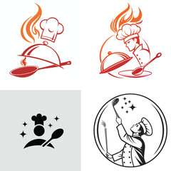 Culinary Chef Logo Designs Flaming Passion, Starry Skill