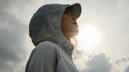 Summer jacket is lightweight, breathable, UV-protective, quick-drying, moisture-wicking, and comfortable for outdoor activities in hot weather.