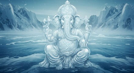 Ice Ganesha: Lord of Wisdom in Frozen Landscape
