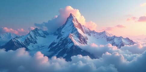 Majestic peaks pierce a sky brimming with a dramatic cloud wave , view, outdoor, panorama