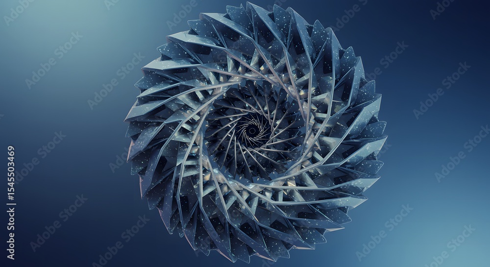 Poster abstract fractal pattern generative art complex structure interlocking shapes geometry precision det