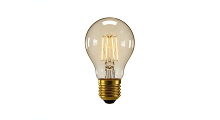 Vintage LED Bulb Isolated on White Background Illuminating Energy-Efficient Lighting Solution with a Classic Incandescent Aesthetic for Modern Decor and Sustainable Living