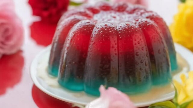 pudding on the table with flowers