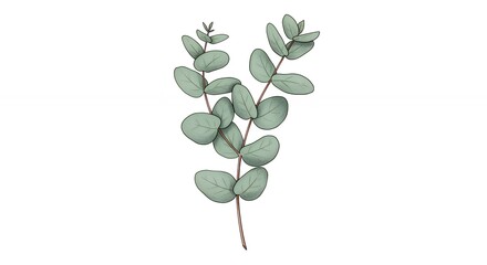 Light gray eucalyptus sprig illustration