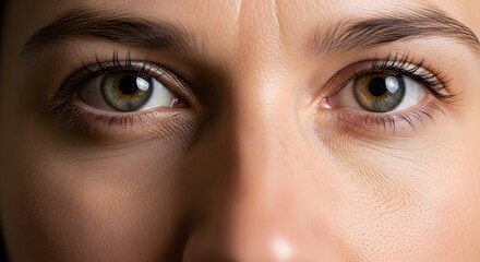 Fototapeta premium Close up shot of a woman's face focusing on her eyes and eyebrows with a soft and natural look
