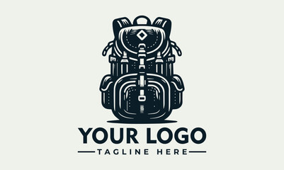 Detailed illustration of a vintage style hiking backpack with straps and pockets.