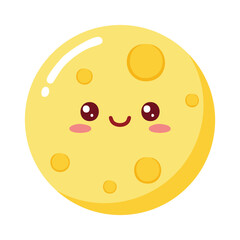 Fototapeta premium A cute cartoon moon with a happy expression. This illustration is perfect for adding a touch of whimsy