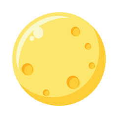 Fototapeta premium A cartoon illustration of a cheese wheel with holes. The cheese has a yellow color and a shiny surface